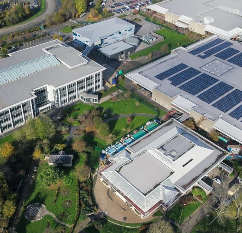 aerial shot industrial buildings bristol england